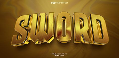 Sword 3d editable text effect | Premium Psd #Freepik #psd #gold-letter #gold-alphabet #gold-word #golden-alphabet Free 3d Text Effect Psd, Anniversary Magazine, Bedroom Plan, Christian Graphic Design, Gold Typography, Church Poster Design, 3d Typography, Church Poster, 3d Text Effect