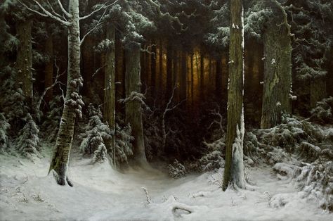 ArtStation - Wintry Entrance to the Forest, Michael Handt Forest Entrance, Water Commercial, Motion Art, Inspirational Content, R Wallpaper, Landscape Scenery, Art Practice, Dark Ages, Medieval Fantasy