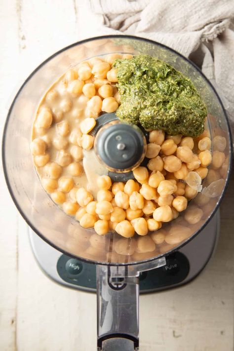 Creamy Pesto Hummus Pesto Hummus, Make Your Own Hummus, Creamy Pesto, Chickpea Recipes, 2000 Calories, 2000 Calorie Diet, Hummus Recipe, Vegan Brands, Garbanzo Beans