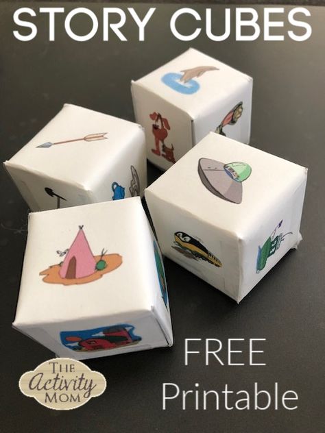 Story Dice Free Printable, Story Cubes Printable, Story Cubes Printable Free, Story Cards Printable, Story Telling Activities Preschool, Cube Craft Printables, Storytelling Ideas For Kids, Storytelling Activities For Kids, Story Activities Preschool