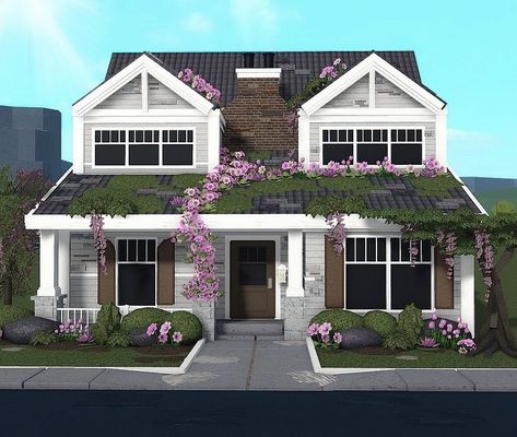 Bloxburg Architecture, Cottage Core Bloxburg House, Cottage Layout, Bloxburg Cottage, Floral House, House Plans With Pictures, House Decorating Ideas Apartments, Small House Layout, Simple Bedroom Design