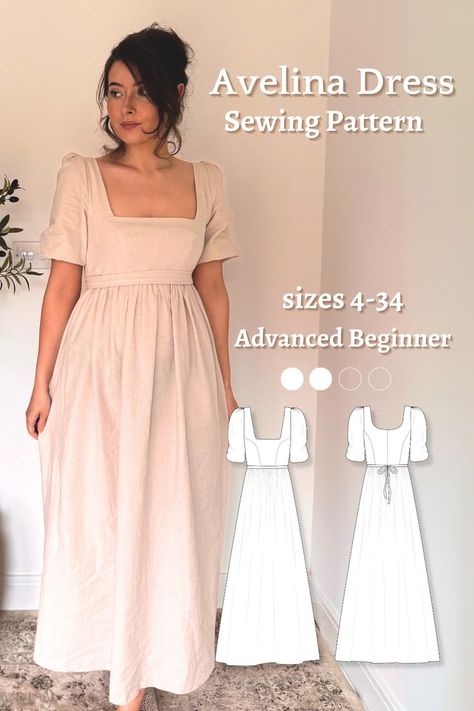 Elegance personified, this plus-size A-line dress boasts intricate lace-up details and shimmering sequins, ideal for making a statement at any glamorous event.. #DressPatterns #PDF #Sewing Feminine Sewing Patterns, Wardrobe Printable, Puff Sleeve Dress Pattern, Regency Dress Pattern, Dress Sewing Patterns For Women, Maxi Dress Sewing Pattern, Maxi Dress Sewing, Maxi Dress Pattern Sewing, Basic Dress Pattern