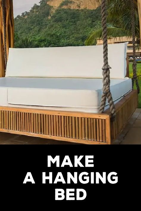 How to Make a Hanging Bed Hanging Bed Diy, Suspended Bed, Luxury Bed Design, Modern Luxury Bed, Bed Stand, Hanging Beds, Hanging Furniture, Hanging Bed, Floating Bed