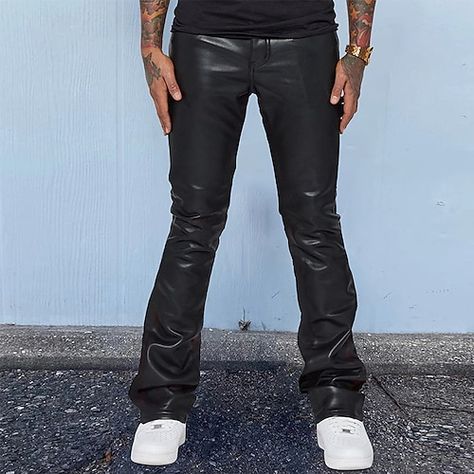 Leather Pants Casual, Hip Hop Pants, Mens Leather Pants, Men Trousers, Pants Vintage, Straight Trousers, Casual Streetwear, Fashion Mode, Casual Fall