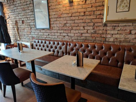 Indoor Bench Seating, Booth Seating In Kitchen, Trendy Restaurant, Coffee Shop Furniture, Seating Bench, Restaurant Booth, Pub Interior, Corner Seating, Restaurant Seating