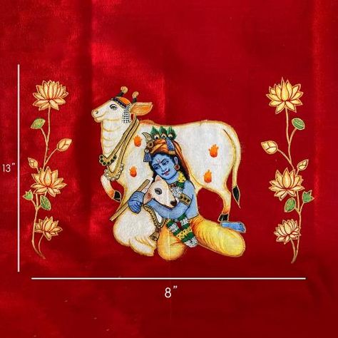 Mandir Painting, Blouse Painting, Fabric Paint Shirt, Mural Art Design, Saree Painting Designs, Flower Pattern Drawing, Fabric Paint Diy, Saree Painting, Fabric Painting On Clothes