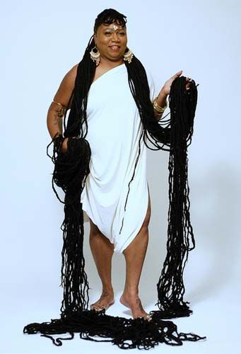 Asha Mandela's Longest Locs in the World at 19 feet 6 1/2 inches! Asha Mandela, Extended Locs With Marley Hair, Longest Dreadlocks, Spiritual Beaded Lariat Long Necklace, Witch With Dreadlocks, Female Dreads, Real Queens, Lock Style, Long Locks