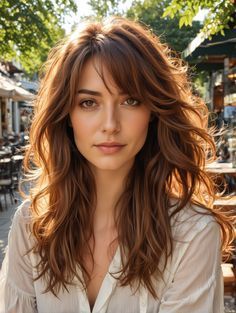 Curtain Bangs In Long Hair, Hairstyles For Women With Long Hair, Curtain Bangs Long Face Shapes, Hair Styles For 35 Year Old Women, Haircut Long Face Shape, Bangs On Women, Hair Cuts Long Bangs, Long Shag Curtain Bangs, Widows Peak Bangs