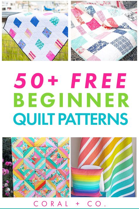 Easy Quilt Patterns Free, Free Quilt Patterns Printables, Beginner Quilt Patterns Free, Beginner Quilts, Quilt Patterns For Beginners, Quilts Easy, Creative Quilts, Beginner Quilting Projects, Quick Quilts