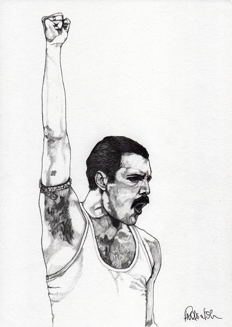 Freddie Mercury Tattoo, Fred Mercury, Xmas Music, Queen Drawing, Music Drawings, Freddy Mercury, Queen Freddie Mercury, Queen Art, Commissioned Artwork