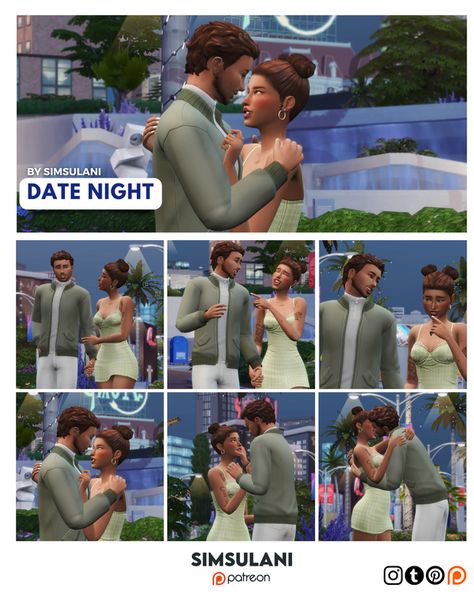 #369 Pose Pack | Date Night (free) | Patreon Sims 4 Date Night, Date Poses, Cc Sims 4 Patreon, Sims 4 Couple Poses, The Sims 4 Packs, Cc Sims, Sims 4 Cc Finds, Ts4 Cc, Couple Poses