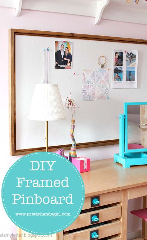 Pretty Handy readers it’s Jaime here today from That’s My Letter sharing how to make a DIY Framed Pinboard. I’m always looking for solutions to make my tween girls’ bedroom space more functional. I decided to take advantage of the wall space and make large framed pinboards for all their bits and pieces. Pinboard Diy, Diy Pinboard, Pinboard Ideas, Pin Board Ideas, Top Diy, Bedroom Space, Cute Bedroom Decor, Summer Projects