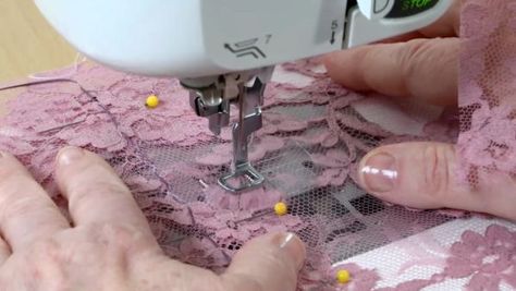 Watch this Threads Essential Techniques video to learn two ways of sewing nearly invisible seams in sheer lace fabric. Sewing Lace, Sewing 101, Grocery Bags, Couture Sewing, Sewing Projects For Beginners, Love Sewing, Sewing For Beginners, How To Sew, Sewing Basics