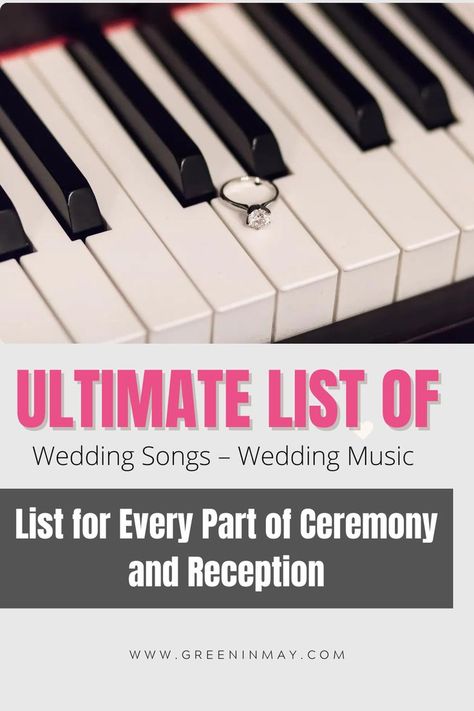 Ultimate List of Wedding Songs – Wedding Music List for Every Part of Ceremony and Reception Songs For Seating Guests At Wedding, Wedding Prelude Songs, Ceremony Music List, Reception Songs, Processional Wedding Songs, Wedding Music List, Wedding Cermony, Processional Songs, Wedding Song List