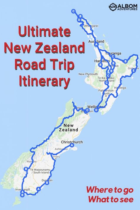 Whether you have two days or two months, one of these New Zealand road trips will help you get out and explore New Zealand! They cover the North Island, South Island, and Stewart Island. #AlbomAdventures North Island New Zealand Map, Nz North Island Roadtrip, New Zealand North Island Road Trip, Nz Road Trip, New Zealand Travel North Island, North Island New Zealand Road Trips, New Zealand Roadtrip, Stewart Island New Zealand, South Island New Zealand Road Trip