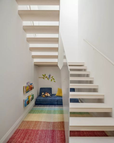 Butler Armsden Architects | Modern in the Mission Staircase Metal Railing, Staircase Metal, Metal Railing, Open Stairs, Maple Floors, Terrazzo Floors, 1920s House, Plywood Cabinets, Metal Railings