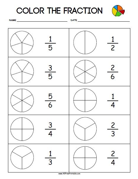 Fractions Worksheets Grade 3, Simple Fractions Worksheets, Free Fraction Worksheets, Fraction Worksheet, Fraction Chart, Table Worksheet, Math Fractions Worksheets, Simple Fractions, 2nd Grade Math Worksheets