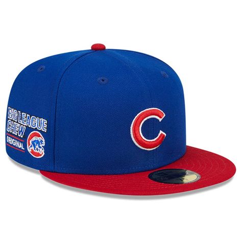 Big League Chew is synonymous with baseball. This Chicago Cubs Big League Chew Team 59FIFTY Fitted Hat from New Era blends America's favorite game with the game's favorite bubblegum. The contrast-color undervisor and Big League Chew embroidered graphic makes this a unique and stylish hat to go along with your game day fit. Big League Chew, Cubs Hat, Chicago Shopping, Jersey Hat, New Era Fitted, Red Fits, Stylish Hats, New Era Cap, Royal Red