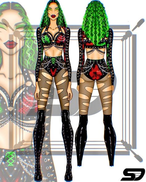 Wrestling Outfits, Wwe Outfits, Edm Festival Outfit, Wrestling Gear, Preformance Outfits, Corset Fashion, Clothing Design Sketches, Edm Festival, Fashion Illustration Dresses