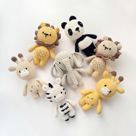 Baby Toy Crochet, Nursery Crochet, Giraffe Lovey, Zebra Baby, Stuffed Elephant, Crochet Giraffe, Elephant First Birthday, Crochet Nursery, Giraffe Crochet