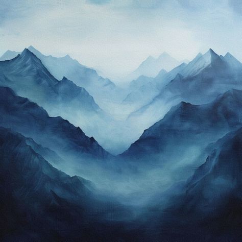 Abstract Distant Mountains 1 - Bilge Paksoylu Dynamic Painting, Distant Mountains, Nature Watercolor, Landscape Digital, Minimalist Landscape, Misty Forest, Art Poster Design, France Art, Abstract Minimalist