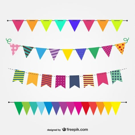 Imagen vectorial banderas de fiesta vector gratuito Party Vector, Banners Buntings, Paper Garland, Ramadan Decorations, Psd Files, Decoration Table, 그림 그리기, Classroom Decor, Washi Tape