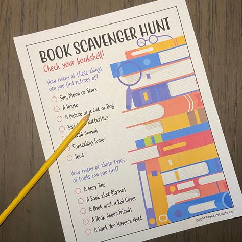 Book Scavenger Hunt Bible Scavenger Hunt, Library Scavenger Hunt, Book Scavenger, Book Scavenger Hunt, School Library Book Displays, Scavenger Hunt Ideas, Passive Programs, Library Games, School Library Displays