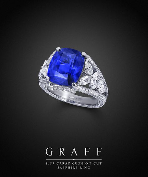 Cushion Sapphire Ring, Graff Sapphire, Cushion Cut Sapphire Ring, Graff Diamonds, Sapphire Cocktail Ring, Bijoux Art Nouveau, Ruby Rings, Colored Stone Rings, High Jewellery