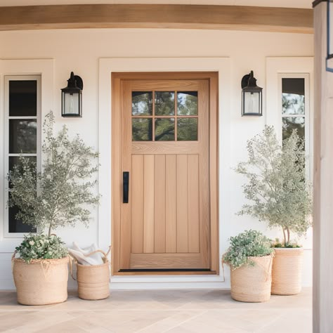 Exterior Doors – Timber & Hutch Timber Homes Exterior, White And Wood Houses Exterior, Tan Front Door White House, Front Door Hamptons, White House With Wood Trim, White Oak Door Exterior, White Oak Exterior Door, White House Wood Accents, Off White Home Exterior