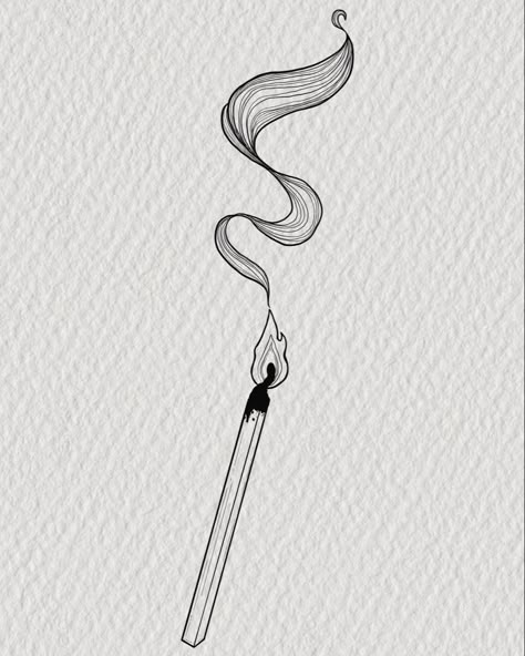 Tattoo lineart of a burning match Stick with smoke Fire Line Art Tattoo, Smokey Match Tattoo, Match Stick Drawing, Match Inktober, Lit Match Tattoo, Burning Match Tattoo, Matches Drawing, Match Tattoo Fire, Match Stick Tattoo