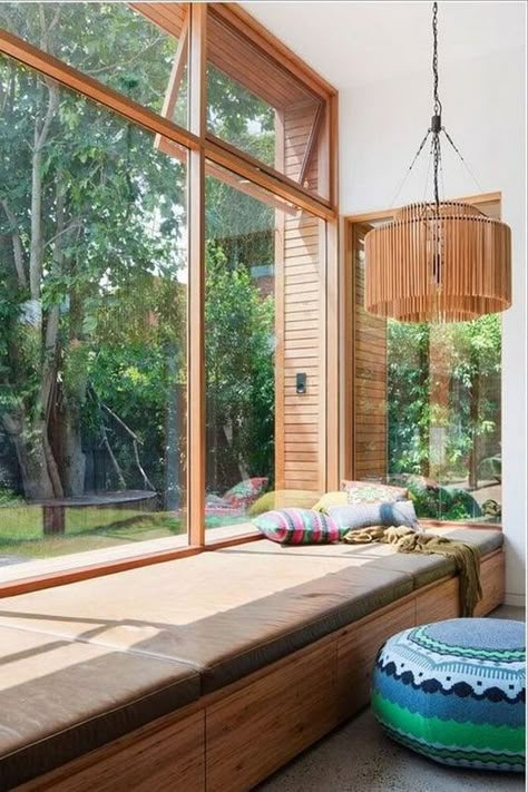 Window Seat Design, Window Nook, Contemporary Living Room Design, Martin House, Rustic Window, Window Benches, Creative Bedroom, Large Window, Living Room Windows