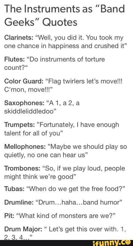 Spongebob Band, Marching Band Quotes, Marching Band Jokes, Play Trumpet, Marching Band Memes, Band Problems, Musician Humor, Marching Band Humor, Clarinets