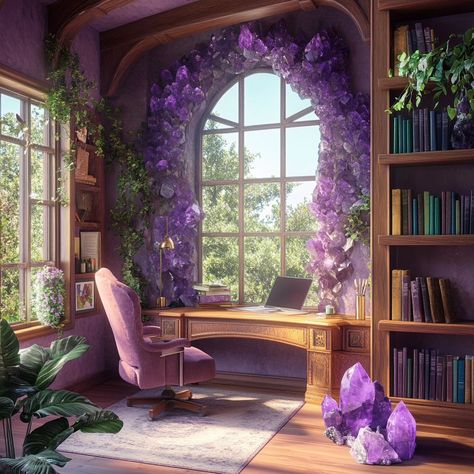 Would you stay in amethyst house! 🔮💜 #crystals #amethyst #gemstone Amythest Crystals, House Crystals, Crystals Room, Crystal Room Decor, Crystals Amethyst, Crystal Room, Amethyst Gemstone, Dorm Room, Fantasy Art