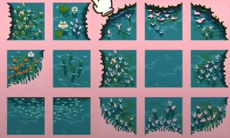 Path Design, Qr Codes Animal Crossing, Fantasy Forest, Fantasy Theme, Animal Crossing Game, Animal Crossing Qr, Water Design, Wave Design, Water Lily