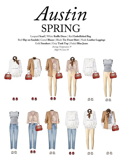 What to Wear to Austin in the Spring Outfits For Trips Spring, Texas Dresses Style, Austin Spring Outfits, What To Wear Austin Texas, Sxsw Outfit Ideas, Houston Texas Style Fashion, Austin Texas Style Outfits, Outfits For Austin Texas Spring, What To Wear In Austin Texas Spring