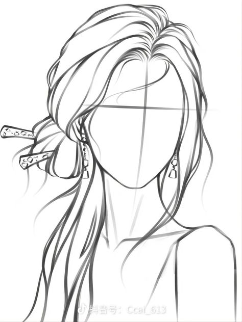 Outline Woman Drawing, Anime Hair Reference Front View, Low Bun Drawing Reference, Drawing Reference Hairstyles, Fashion Illustration Hairstyles Sketches, Princess Drawing Poses, Croquis Hairstyles, Bun Hairstyles Drawing Reference, Women Hairstyles Drawing Reference