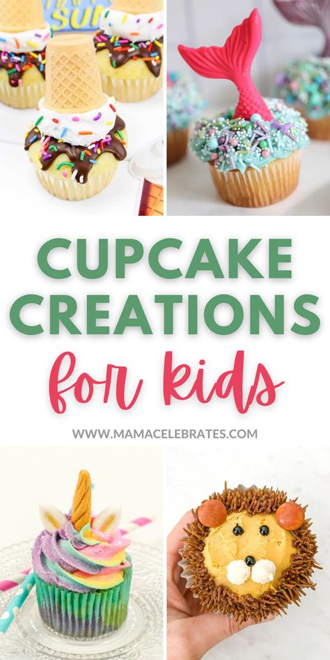 Cupcakes for Kids Pin URL Fun Cupcakes Ideas, Cupcake Decorating Ideas For Kids, Fun Cupcake Decorating Ideas, Easy Cupcake Decorating Ideas, Chocolate Cupcakes Decoration, Cupcakes For Kids, Childrens Cupcakes, Kids Birthday Cupcakes, Easy Cupcakes Decoration