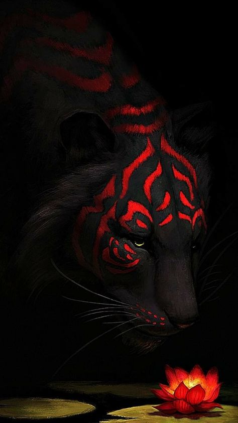 Keep going the king has your 6.                           (God)! Black Tiger Art, Lion Nature, Dark Tiger, Lup Singuratic, Free Android Wallpaper, Tiger Black, King Tiger, Tiger Artwork, Red And Black Wallpaper