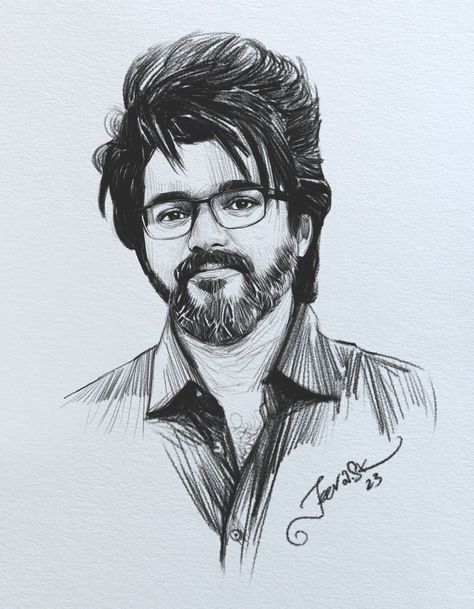 Leo Vijay Drawing, Vijay Drawing, Leo Thalapathy, Leo Vijay, Stencil Portrait, Potrait Tattoo, Vijay Sethupathi, Pencil Sketch Portrait, Joker Drawings