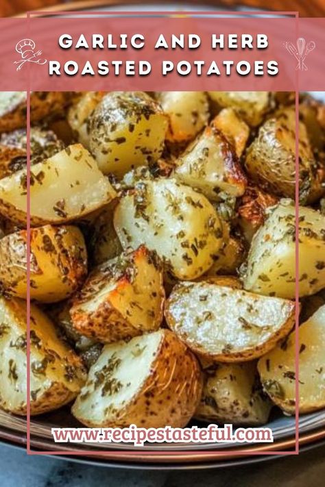 Enjoy the delightful combination of garlic and herbs in these roasted potatoes, a savory and satisfying side dish perfect for any meal. Herb Potatoes, Herbed Potatoes, Potatoes Roasted, Herb Roasted Potatoes, Roasted Potato, Garlic Herb, Roasted Potatoes, Roasted Garlic, Wholesome Food