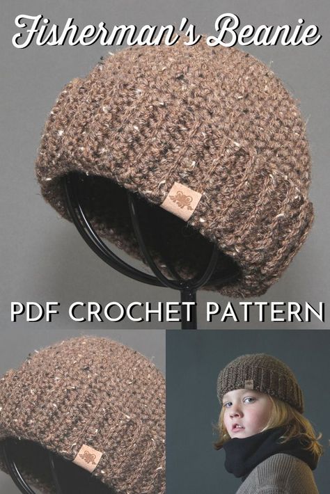 Crochet Hat With Brim For Men, Fisherman’s Beanie Crochet, Crochet Men’s Toque, Fisherman Hat Crochet Pattern, Free Crochet Toque Patterns, Crochet Wool Hat Free Pattern, Crochet Hats Men, Crochet Toque Pattern, Men’s Crochet Hat Free Pattern