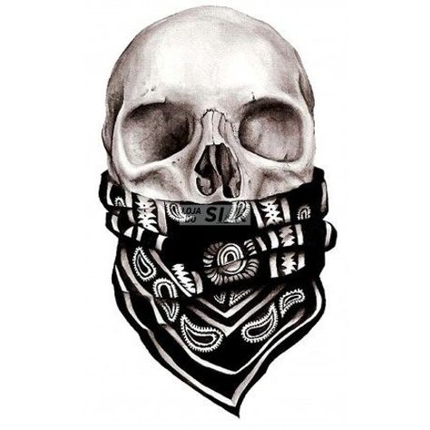 Skull With Bandana Tattoo, Bandana Drawing, Skull With Bandana, Bandana Tattoo, Wearing A Bandana, Outlaw Tattoo, Gang Tattoos, Gangster Quotes, Street Game