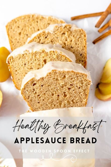 With a few simple ingredients, this applesauce bread is easy to make and perfect for fall. This apple sauce bread recipe is so easy and the results are delicious! If you’re looking for an autumnal baking project that doesn’t require too much effort, then give this applesauce bread a try. It will quickly become one of your favorite low fat breakfast recipes! Get the recipe now on thewoodenspooneffect.com apple bread recipes | easy bread recipes | easy low fat breakfast ideas Low Fat Breakfast Ideas, Low Fat Breakfast Recipes, Breakfast Ideas Apple, Apple Sauce Bread, Autumnal Baking, Recipe Using Applesauce, Banana Bread With Applesauce, Winter Desserts Easy, Low Fat Breakfast