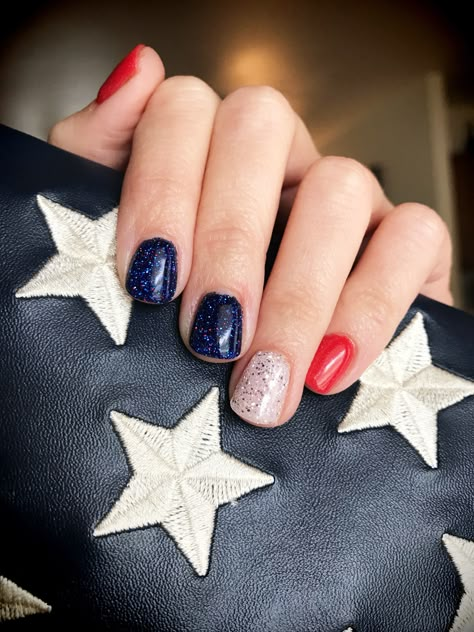 Patriotic Nails Design, Patriotic Nails, Fourth Of July Nails, Nails Sparkle, Nail Collection, July Ideas, 4th Of July Nails, July Nails, Nails Manicure