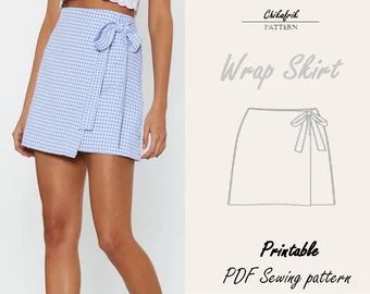 Sewing Pattern Wrap Skirt, Wrap Mini Skirt Pattern, Short Skirt Patterns Sewing, Easy Skirt Sewing Pattern, Tie Skirt Pattern, How To Sew A Skirt, Lounge Pants Sewing Pattern, Easy Clothes To Sew, Summer Skirt Pattern