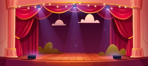 Red open curtain with glittering lights. background | Premium Vector Theatre Illustration, Curtains Vector, Theater Stage, Stage Curtains, Cinema Design, Theatre Interior, Desain Buklet, Desain Quilling, Curtains And Draperies