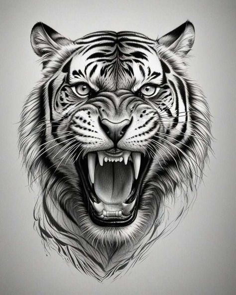 Tiger Art Drawing, Wolf Face Tattoo, Chest Tattoo Sketches, Tiger Stencil, Tiger Face Tattoo, Tiger Roar, Tiger Tattoos, Persian Tattoo, Tattoo Design For Hand