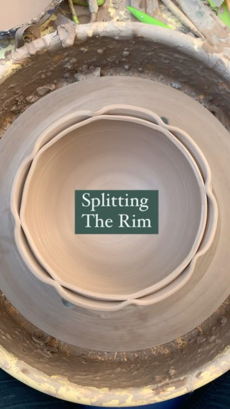 Hope Kathleen Limyansky-Smith | 🌸Splitting The Rim🌸 A fun way to make your work look ✨fancy✨ I do not recommend this for soup bowls- this rim will be difficult to clean! … | Instagram Split Rim Pottery, Wheel Thrown Plates, Pottery Turning, How To Make Ceramic, Pottery Tutorials, Clay Carving, Ceramics Bowls, Pottery Plant Pot, Ceramics Pottery Bowls