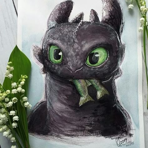 Easy Httyd Drawings, How To Train Your Dragon Art, Toothless Painting, Toothless Fanart, Toothless Sketch, Toothless Httyd, Movie Drawings, Toothless Drawing, Prismacolor Drawing