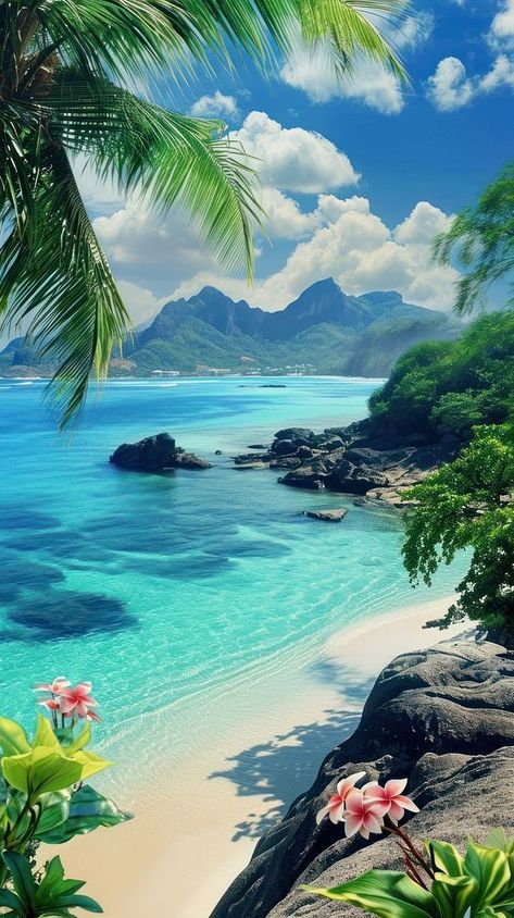 Beach Wallpaper Iphone, Island Wallpaper, Cute Summer Wallpapers, Tropical Landscape, Wallpaper Iphone Summer, Clear Blue Water, Pretty Landscapes, Tapeta Pro Iphone, Beach Wallpaper